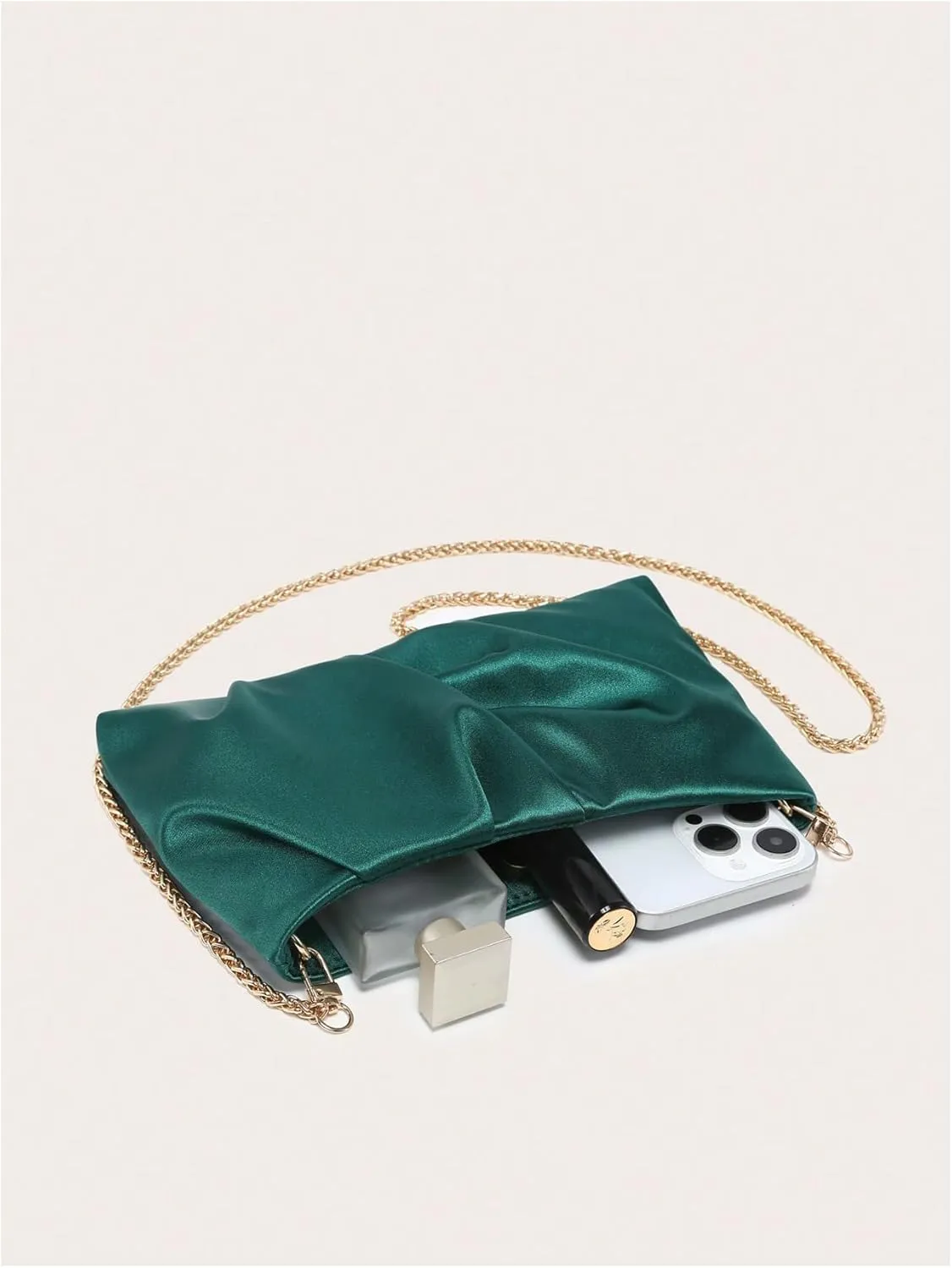 GORGLITTER Women's Evening Bag Wedding Party Prom Handbag Small Dressy Formal Purse Pleated Satin Clutch