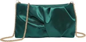 GORGLITTER Women's Evening Bag Wedding Party Prom Handbag Small Dressy Formal Purse Pleated Satin Clutch