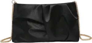 GORGLITTER Women's Evening Bag Wedding Party Prom Handbag Small Dressy Formal Purse Pleated Satin Clutch