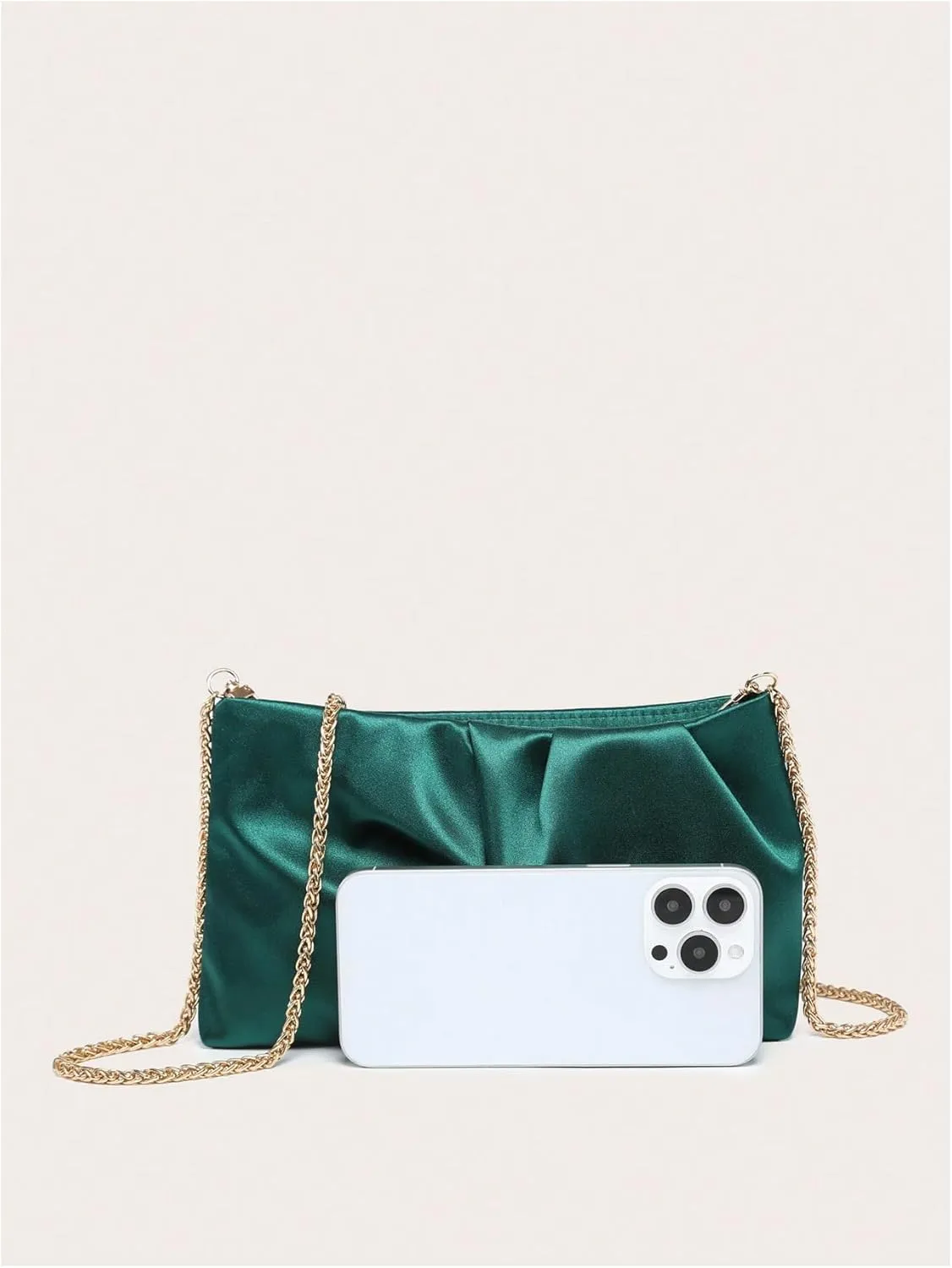 GORGLITTER Women's Evening Bag Wedding Party Prom Handbag Small Dressy Formal Purse Pleated Satin Clutch