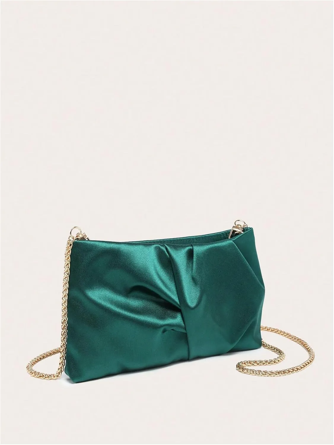 GORGLITTER Women's Evening Bag Wedding Party Prom Handbag Small Dressy Formal Purse Pleated Satin Clutch