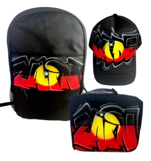 Graffiti Aboriginal Flag Style Combo 1x TruckerCap, 1x Backpack, 1x Lunchbox