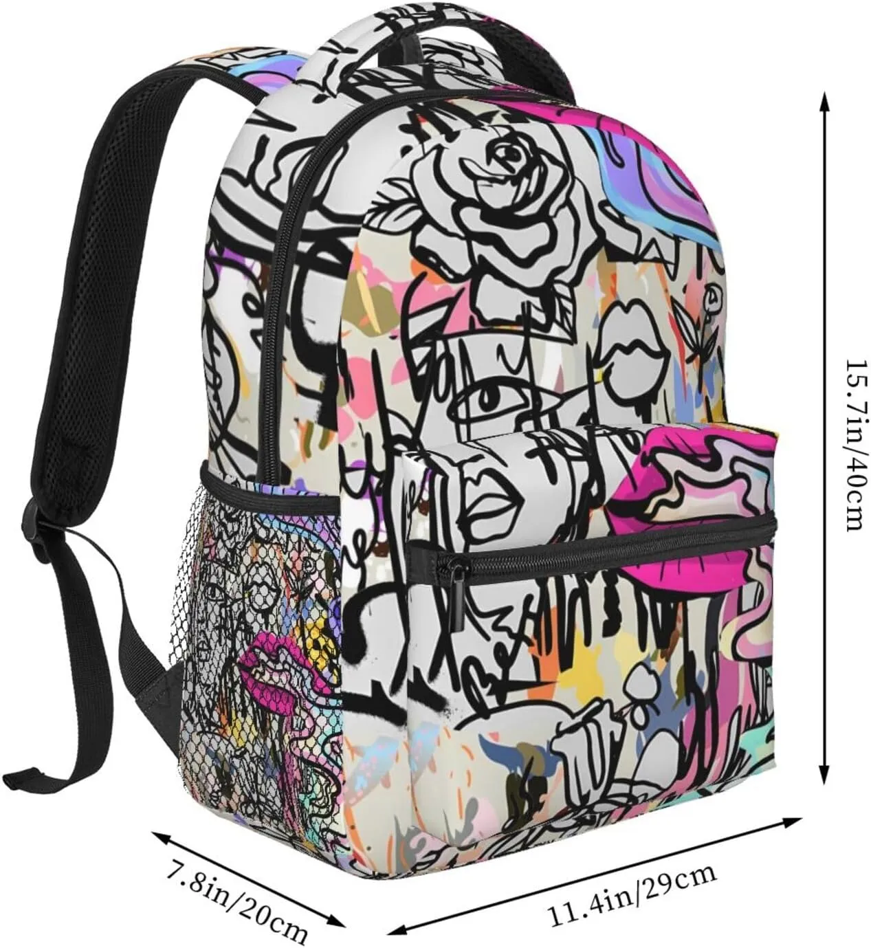 Graffiti Laptop Backpack for Travel Lightweight Bookbag Large Capacity Cute Bag Casual Daypack