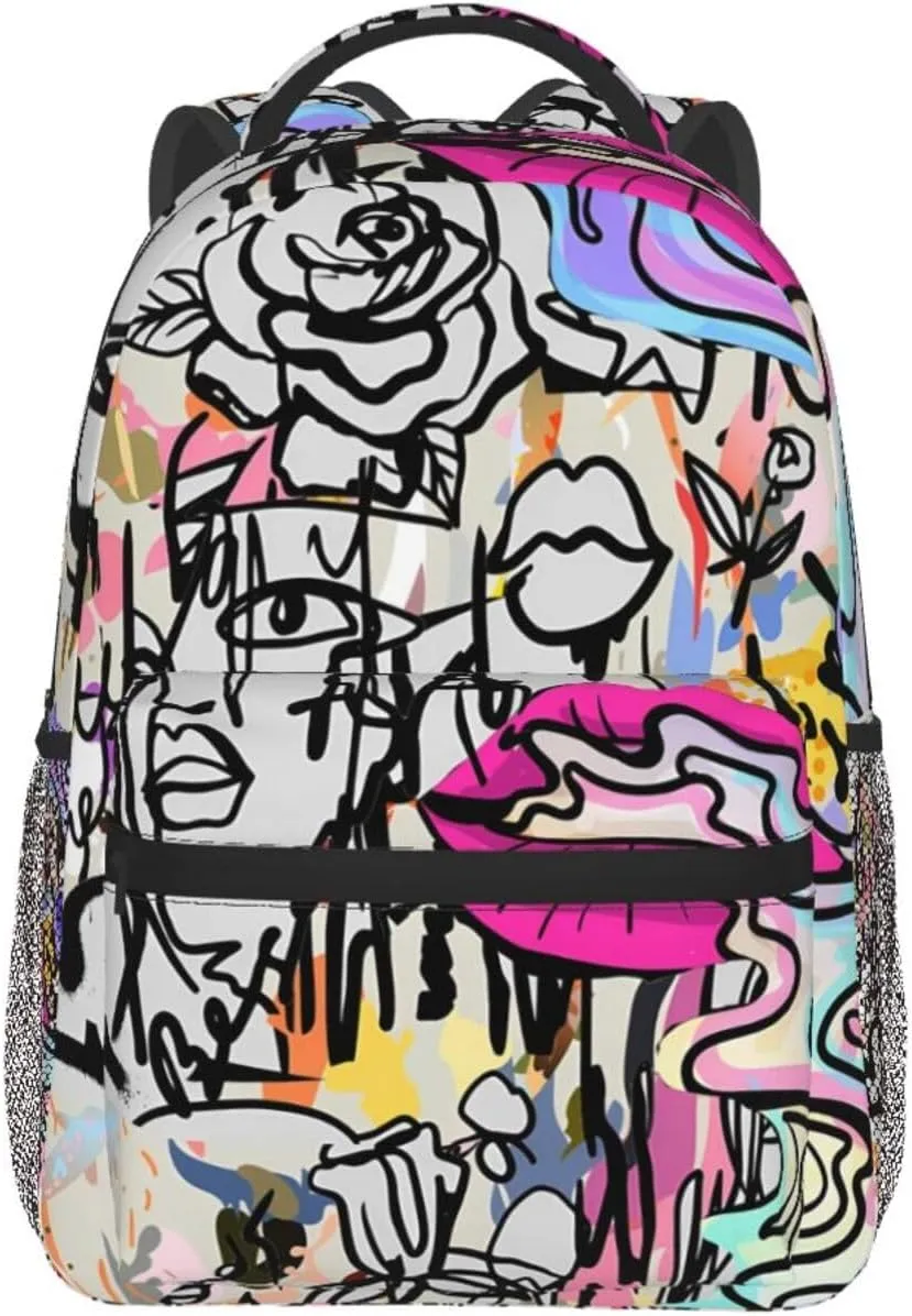 Graffiti Laptop Backpack for Travel Lightweight Bookbag Large Capacity Cute Bag Casual Daypack
