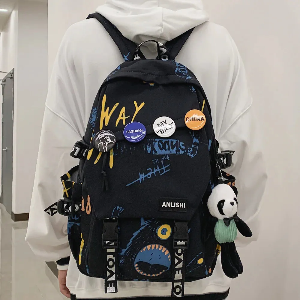 Graffiti Pattern Harajuku Styled Backpack