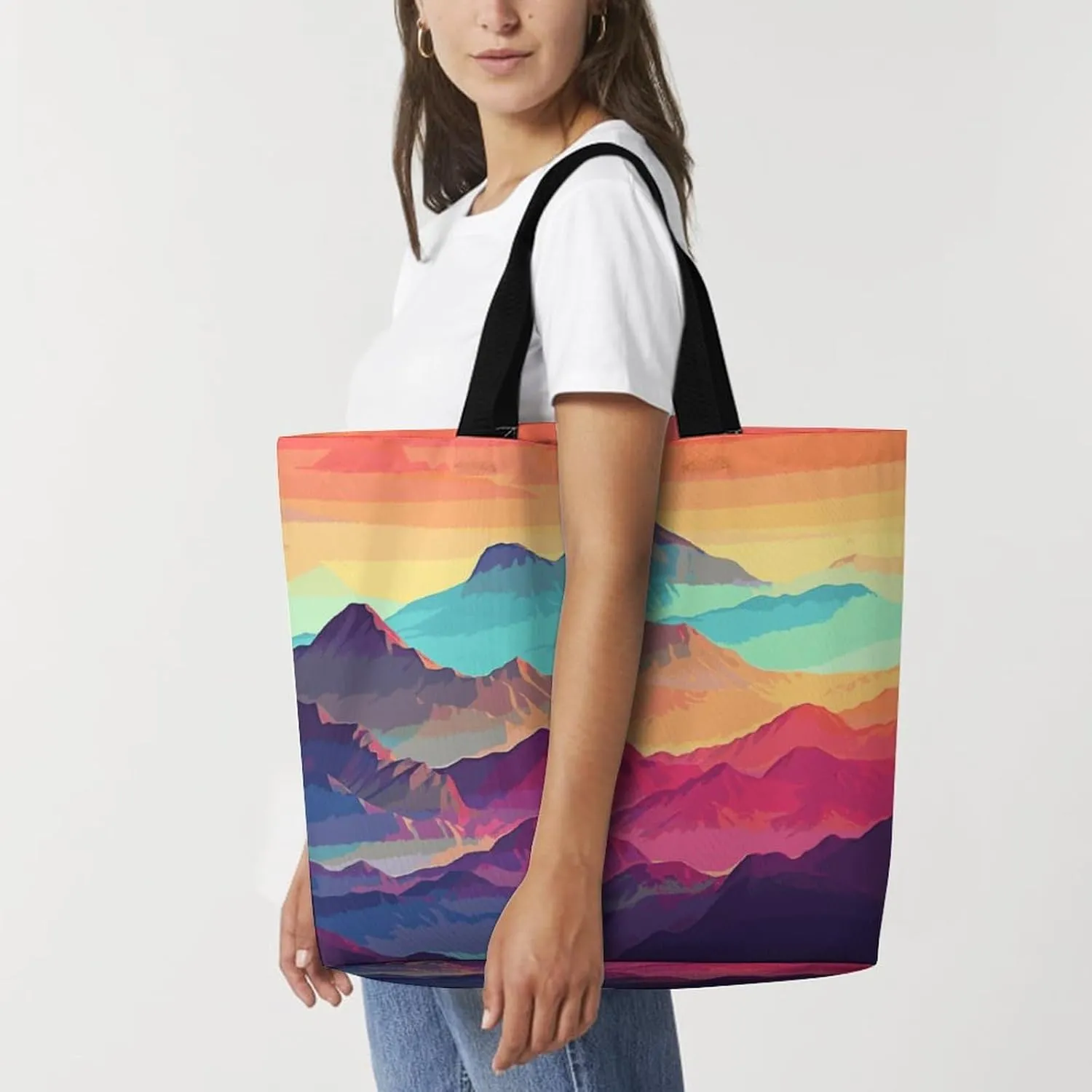 Gray Heron Print in Water Tote Bag for Women Reusable Grocery Shoulder Bags Shopping Bag for Travel, Groceries