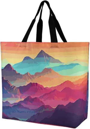 Gray Heron Print in Water Tote Bag for Women Reusable Grocery Shoulder Bags Shopping Bag for Travel, Groceries