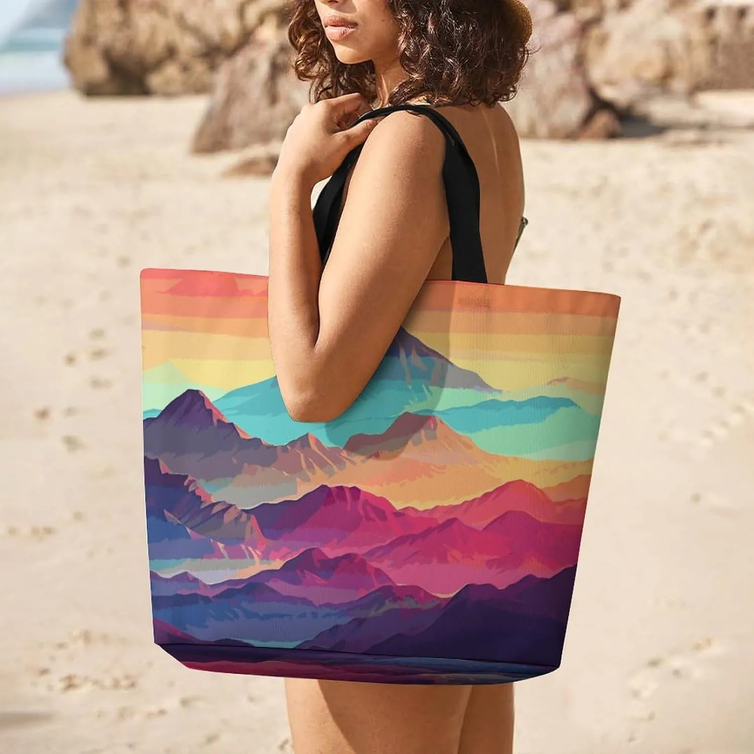 Gray Heron Print in Water Tote Bag for Women Reusable Grocery Shoulder Bags Shopping Bag for Travel, Groceries