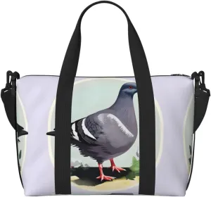 Grey Pigeon print print Travel Duffle Bag,Weekender Bags,Gym Duffel Bag,Luggage Duffle Overnight for Women Men