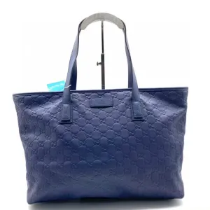 Gucci Blue Embossed Leather Tote Bag Large