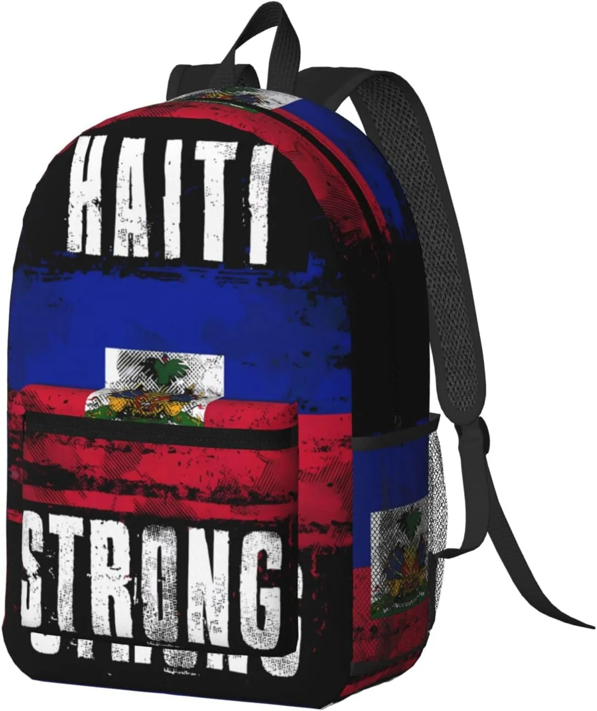 Haiti Strong Graffiti Flag 17 Inch Backpacks Multipurpose Laptop Backpack Double Shoulder Bag for Men Women Gifts