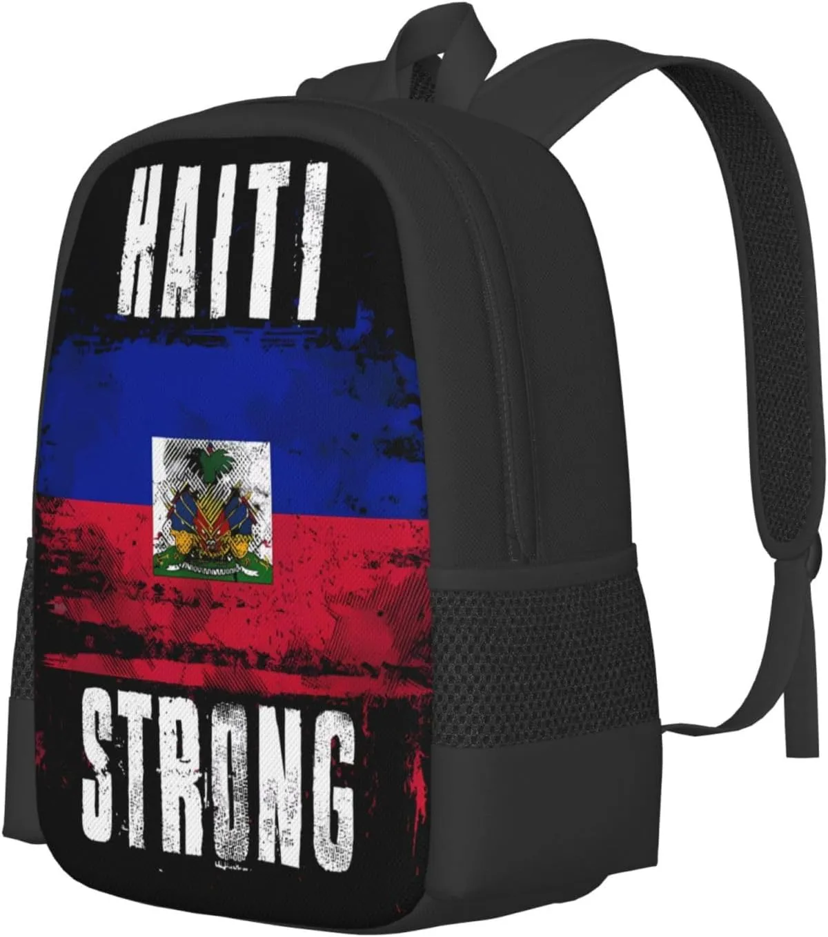 Haiti Strong Graffiti Flag Casual Backpack Large Capacity Backpacks 15 Inch Laptop Back Pack Travel Rucksack Daypack Commuter Bags with Adjustable Strap for Camping