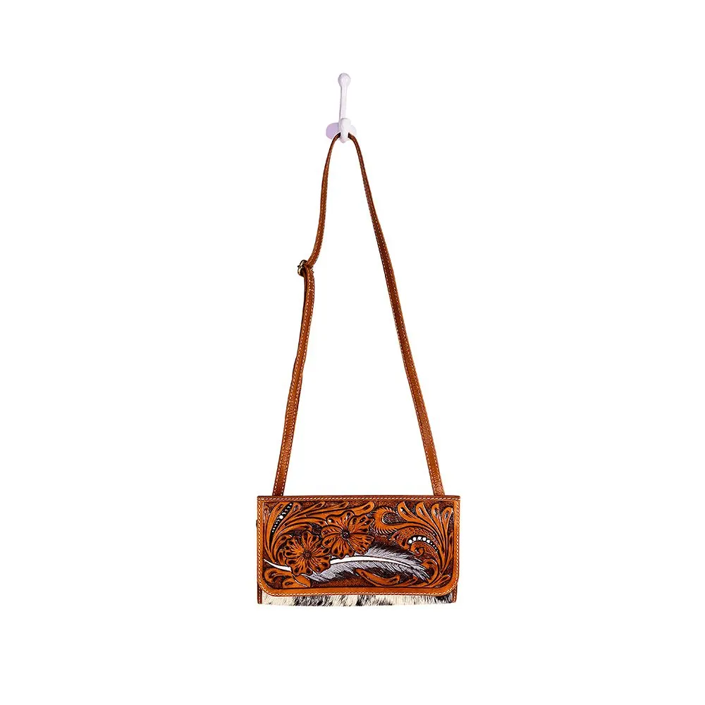 Hand-Tooled Leather Shoulder Bag-Leather Crossbody Clutch
