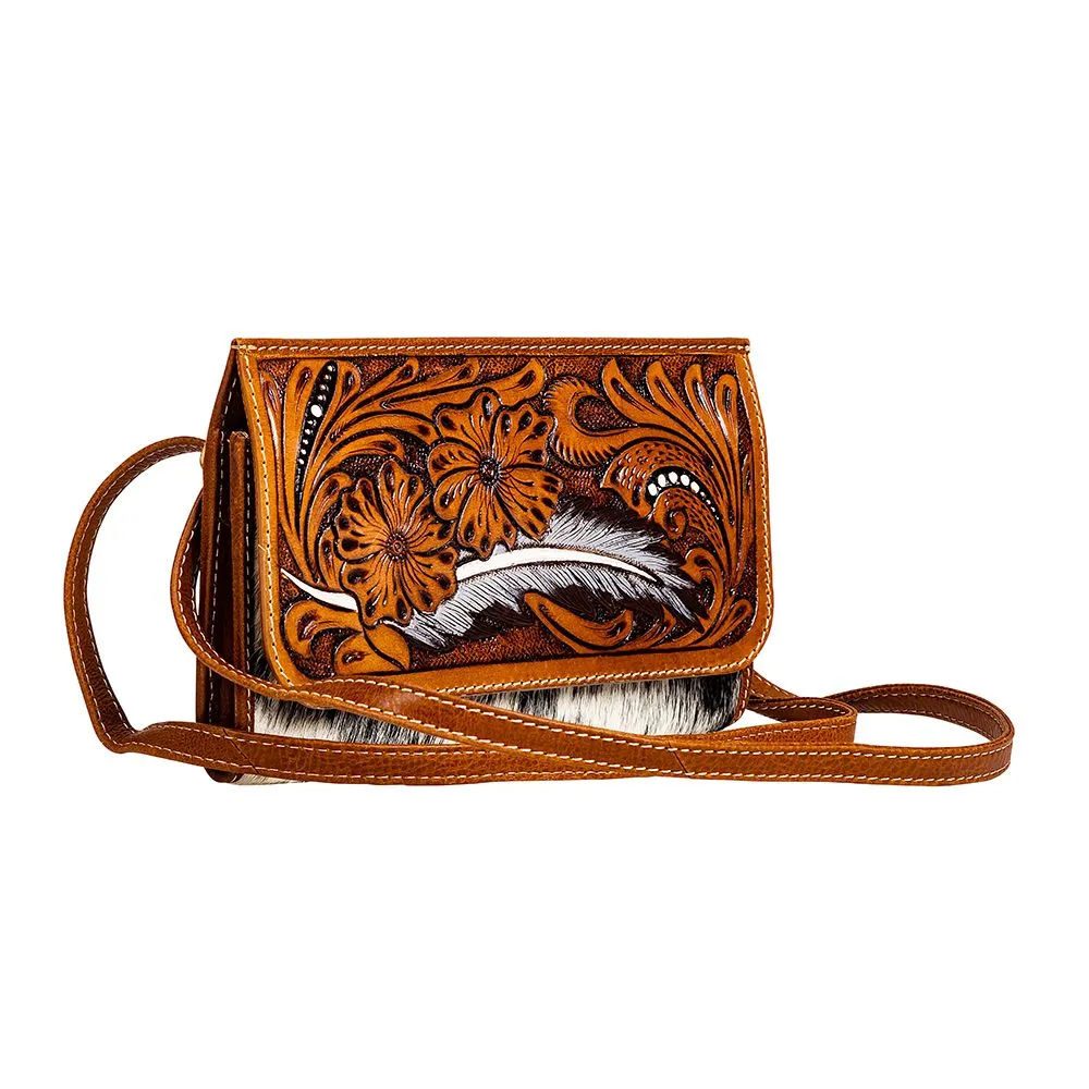Hand-Tooled Leather Shoulder Bag-Leather Crossbody Clutch