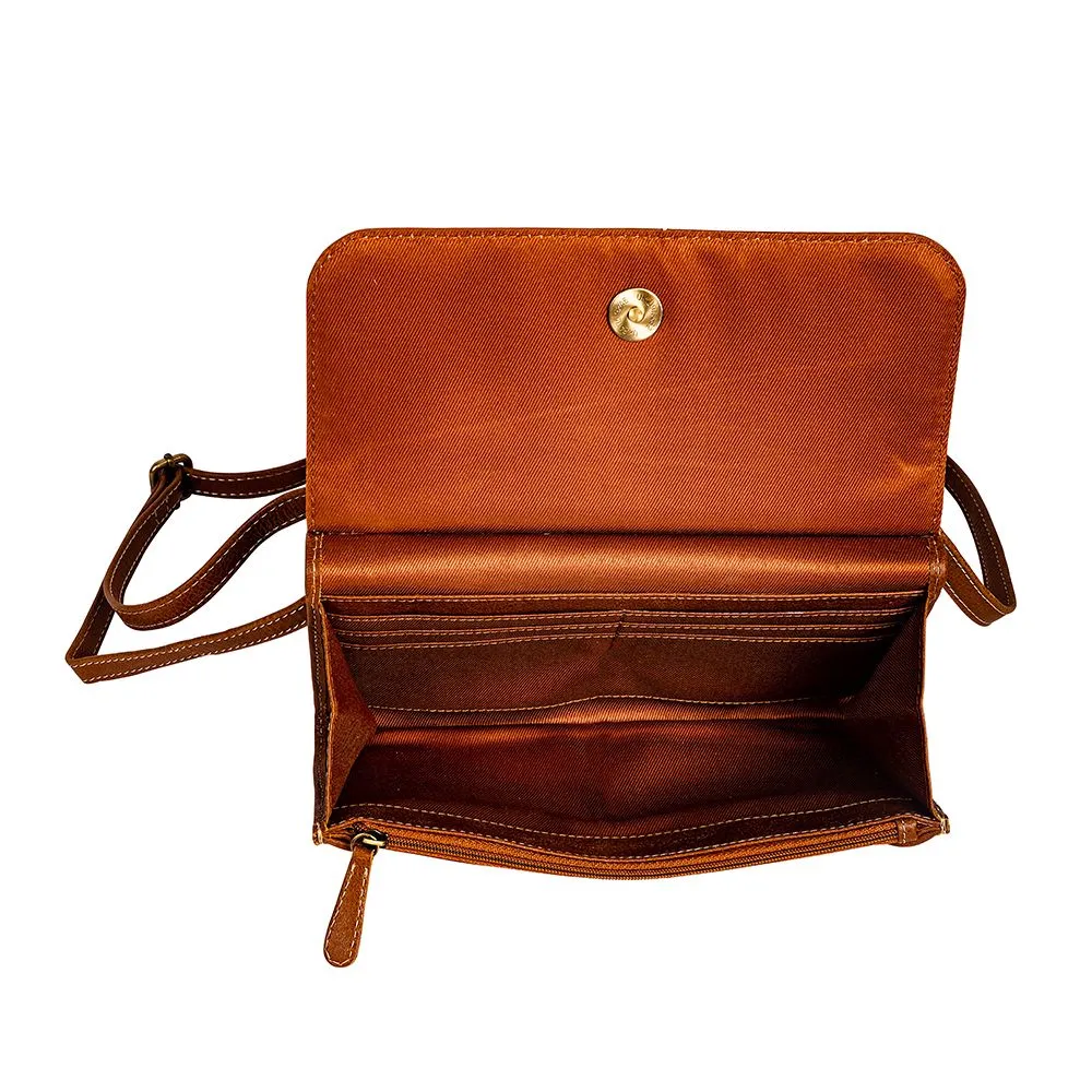 Hand-Tooled Leather Shoulder Bag-Leather Crossbody Clutch