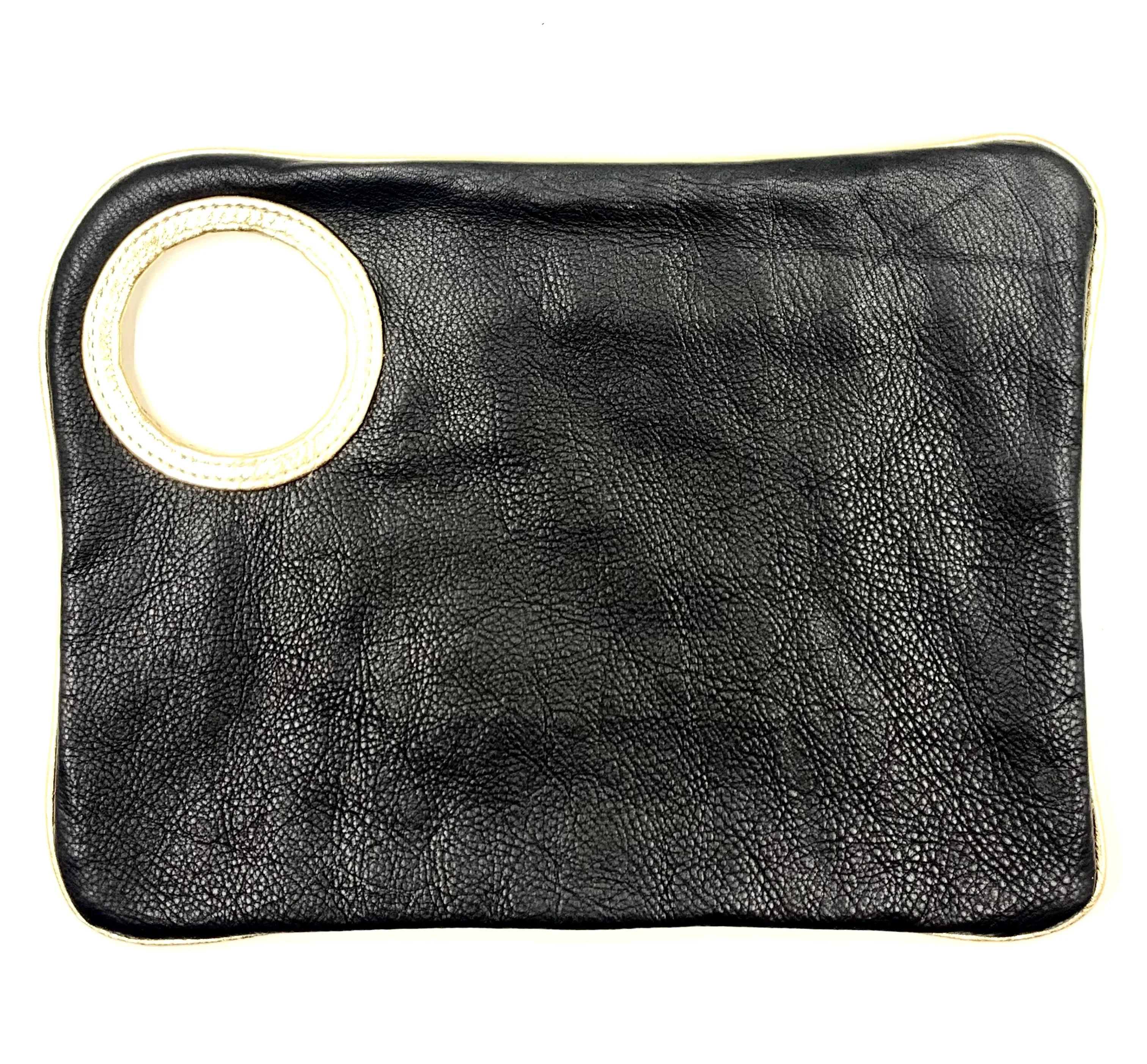 Hands-Free Bracelet Bag - Large Clutch in Black with Gold Trim
