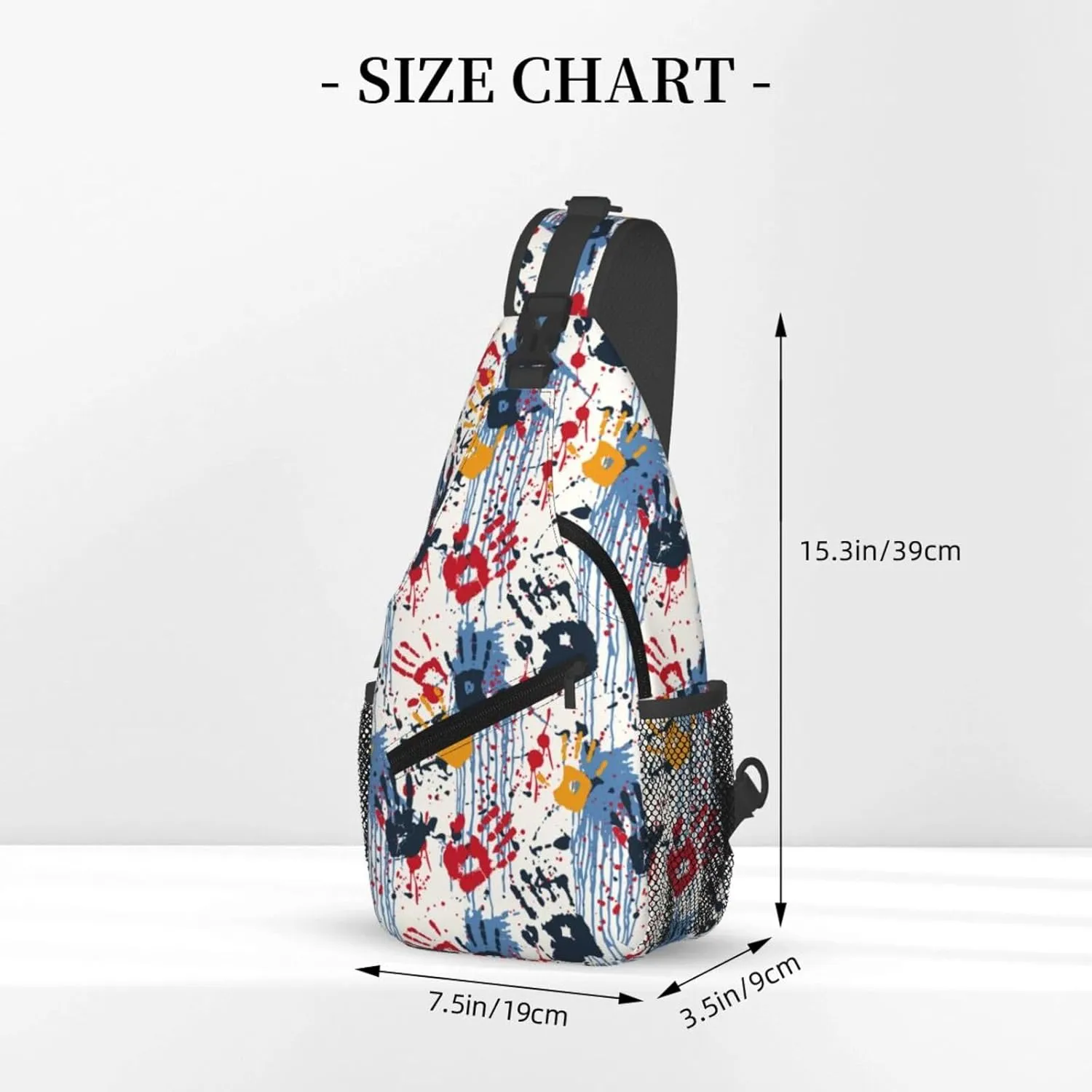 Hands Prints Painting Graffiti Cross Chest Bag Diagonally Hiking Crossbody Bag Travel Shoulder Daypack Lightweight Sling Backpack Cycling Daypacks Fitness Chest Backpacks