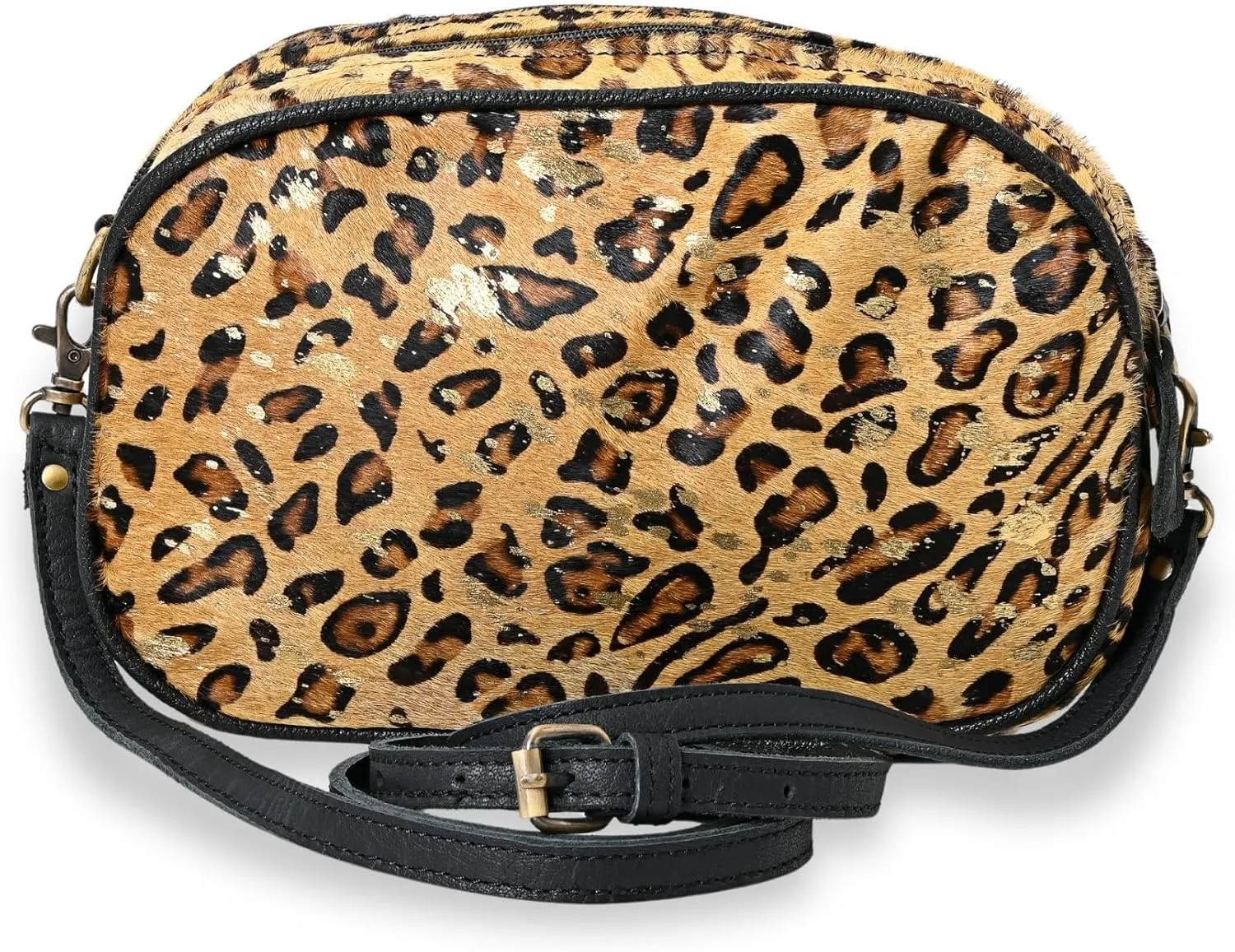 Hantooled Women’s Leather Leopard Clutch Shoulder Cross body Fur HandBags Ethnic Customs Leather Purse Classic Bag