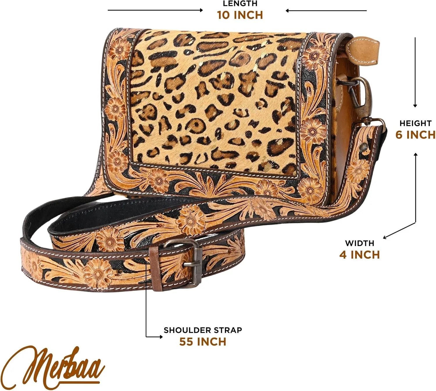 Hantooled Women’s Leather Leopard Clutch Shoulder Cross body Fur HandBags Ethnic Customs Leather Purse Classic Bag