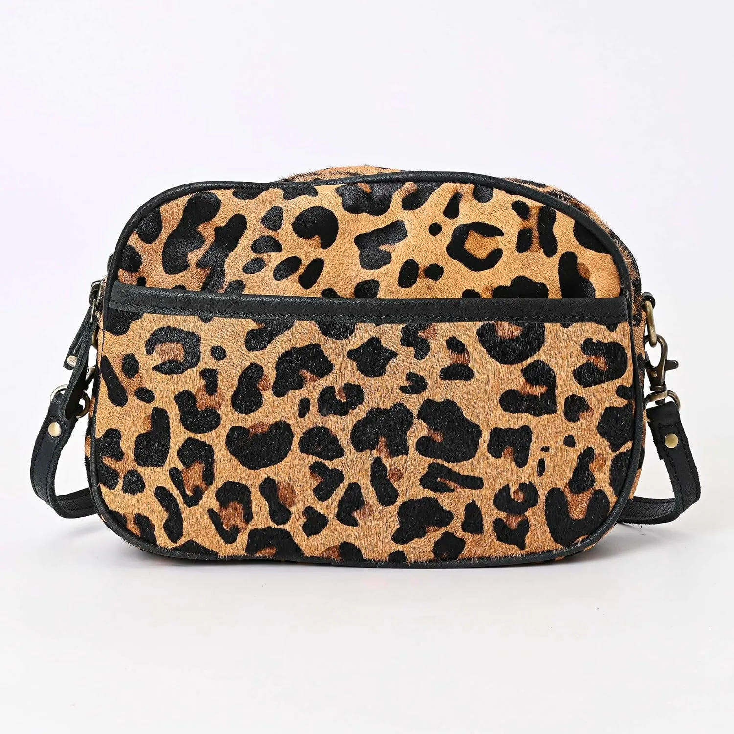 Hantooled Women’s Leather Leopard Clutch Shoulder Cross body Fur HandBags Ethnic Customs Leather Purse Classic Bag