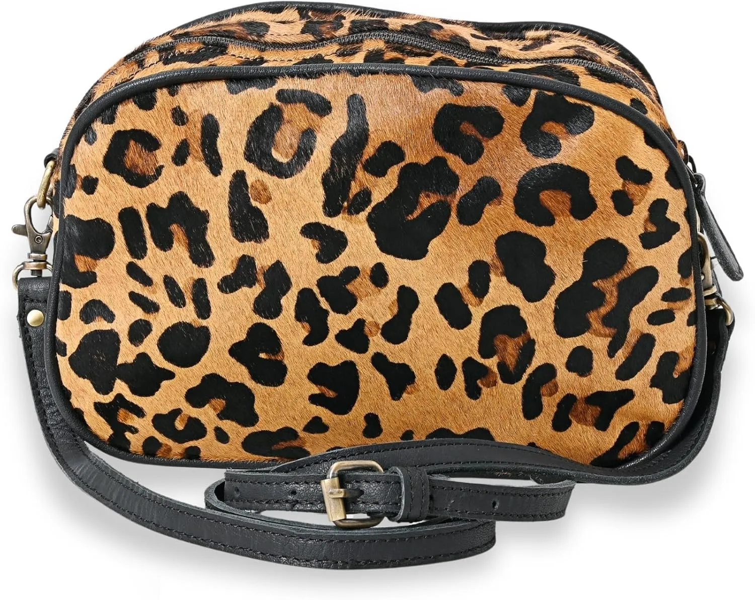 Hantooled Women’s Leather Leopard Clutch Shoulder Cross body Fur HandBags Ethnic Customs Leather Purse Classic Bag