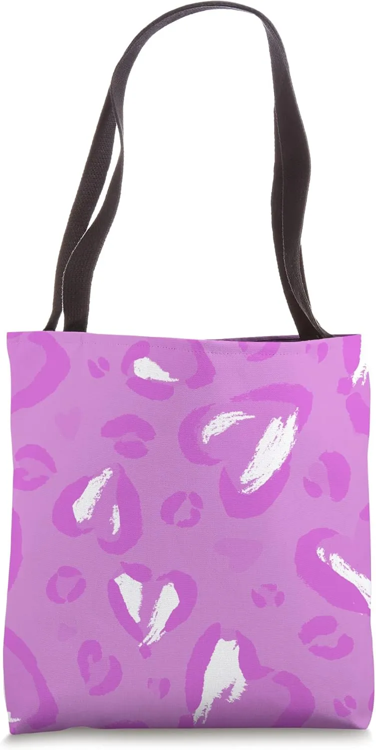 heart shape leopard print purple Tote Bag