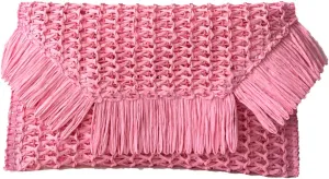 Heidi Fringe Staw Slim Clutch Bag