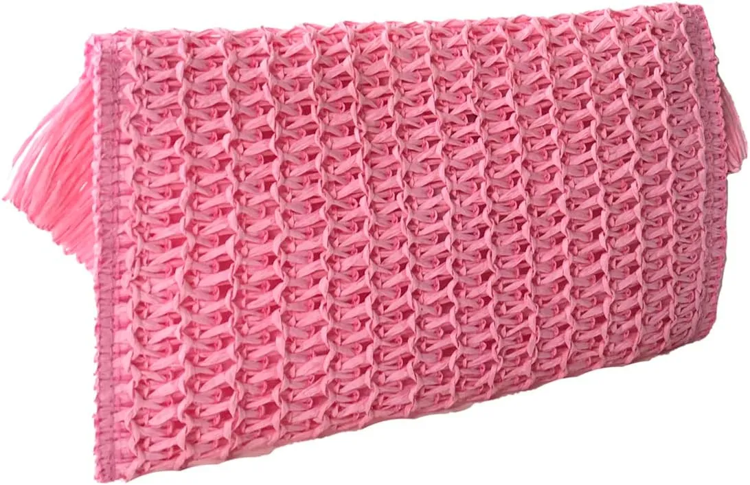 Heidi Fringe Staw Slim Clutch Bag