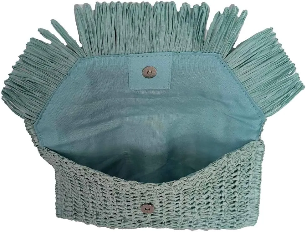 Heidi Fringe Staw Slim Clutch Bag