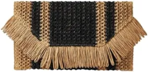 Heidi Fringe Staw Slim Clutch Bag