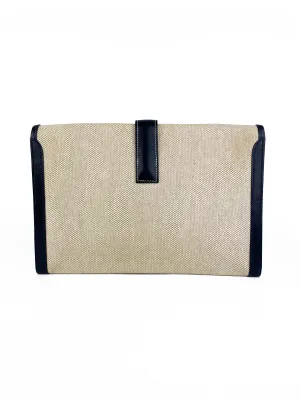 Hermes Vintage Jige White Canvas Clutch
