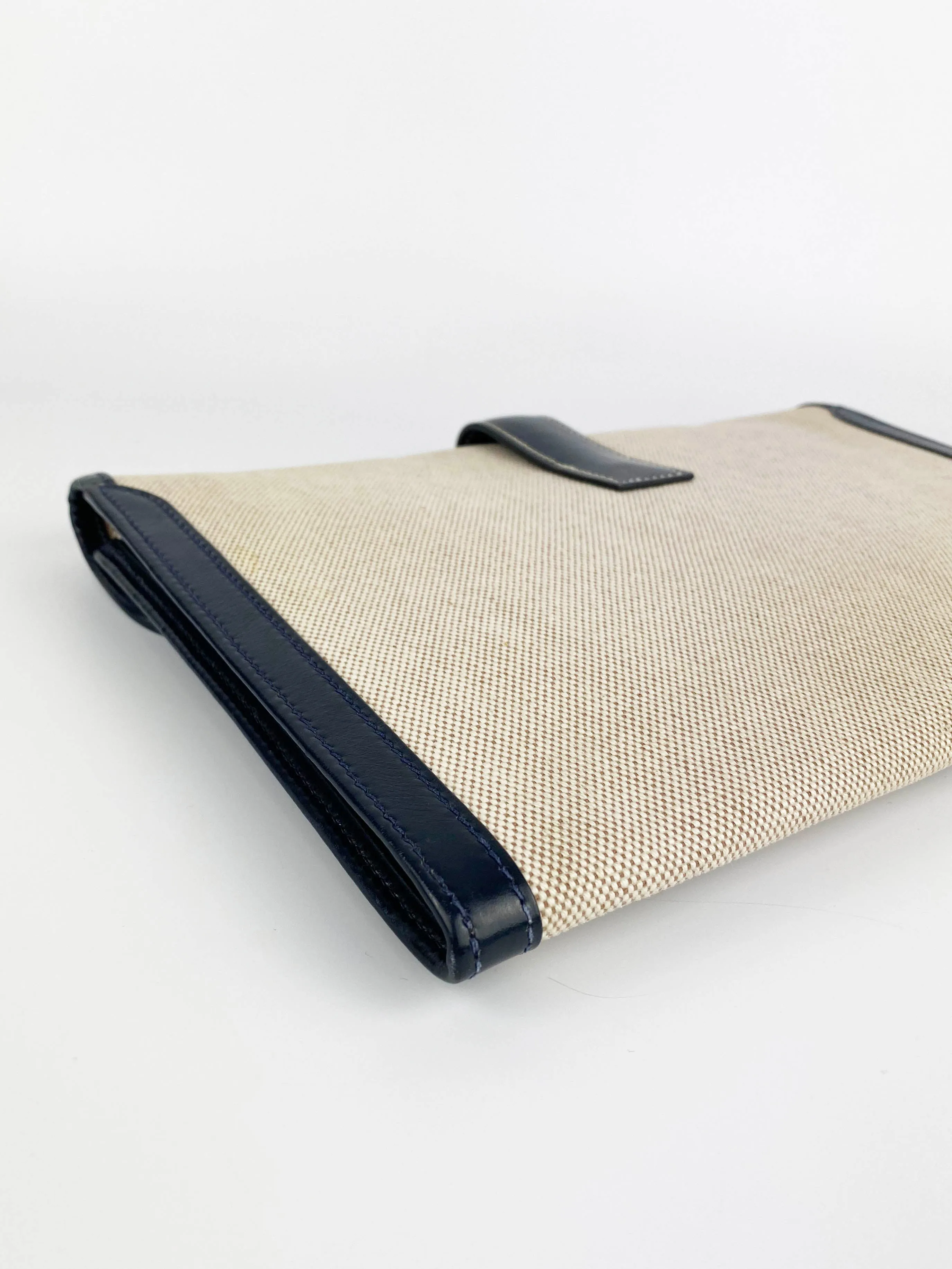 Hermes Vintage Jige White Canvas Clutch