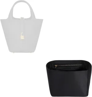 Hermes ZTUJO Picotin 18 Organizer - Luxury Purse Insert, Silky Smooth Fits Bags (Black)
