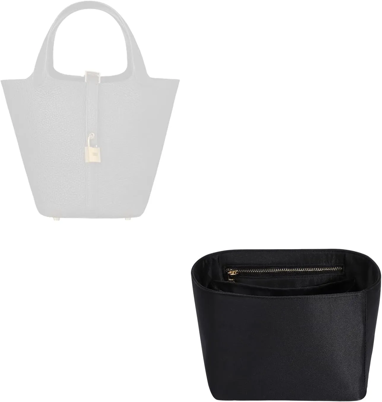 Hermes ZTUJO Picotin 18 Organizer - Luxury Purse Insert, Silky Smooth Fits Bags (Black)