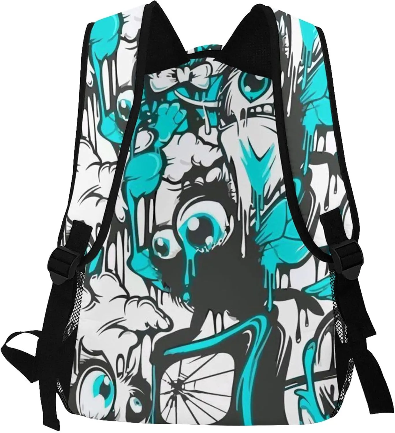 Hip-Hop Graffiti Print Teens Backpack for Boys & Girls, Perfect Size for Student & Travel Backpacks,Blue