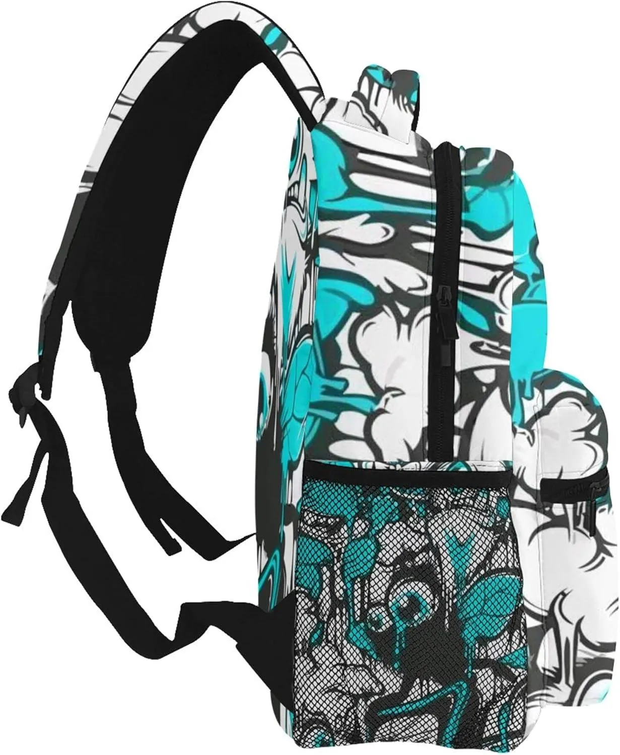 Hip-Hop Graffiti Print Teens Backpack for Boys & Girls, Perfect Size for Student & Travel Backpacks,Blue
