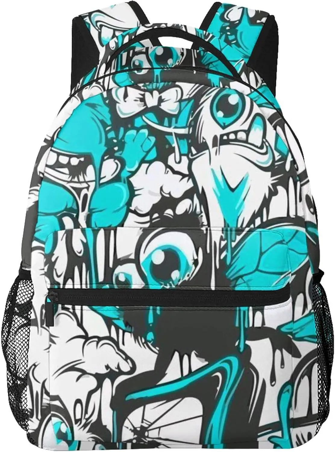 Hip-Hop Graffiti Print Teens Backpack for Boys & Girls, Perfect Size for Student & Travel Backpacks,Blue
