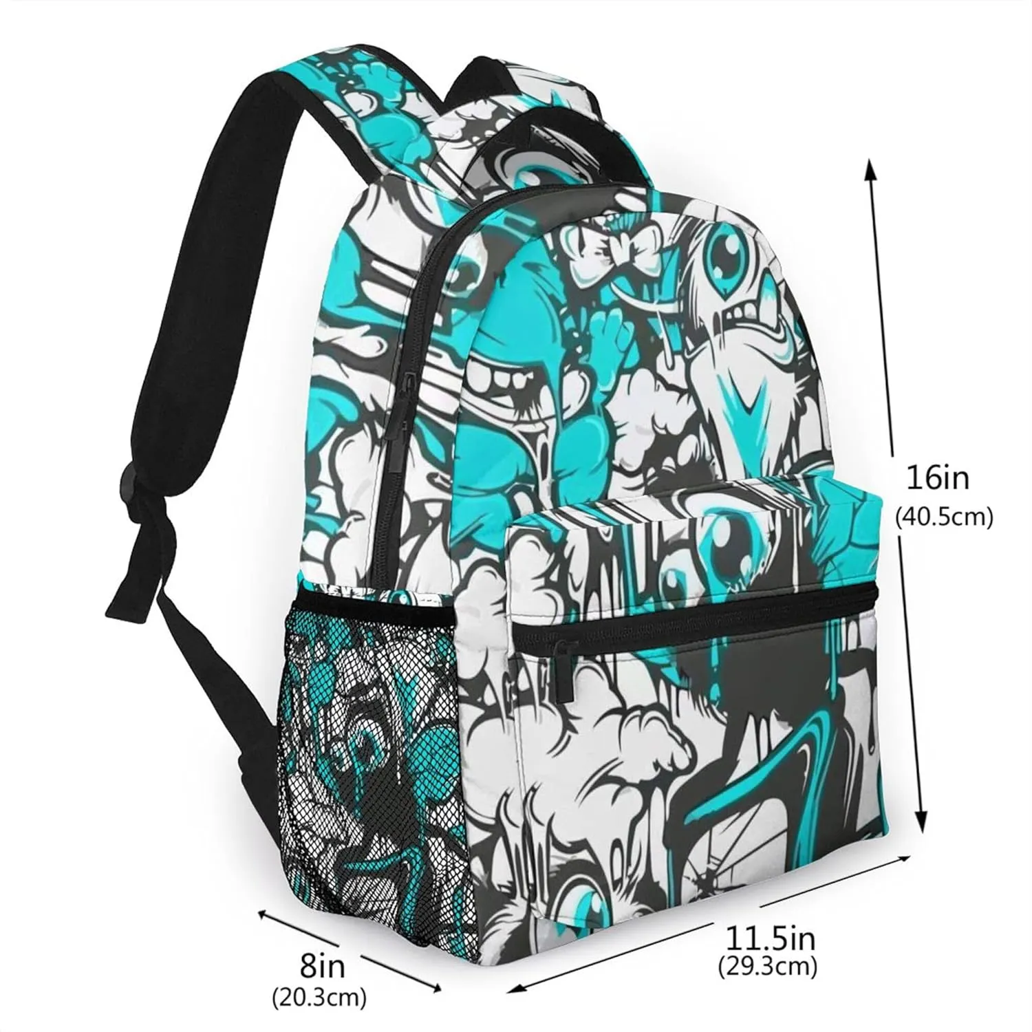 Hip-Hop Graffiti Print Teens Backpack for Boys & Girls, Perfect Size for Student & Travel Backpacks,Blue