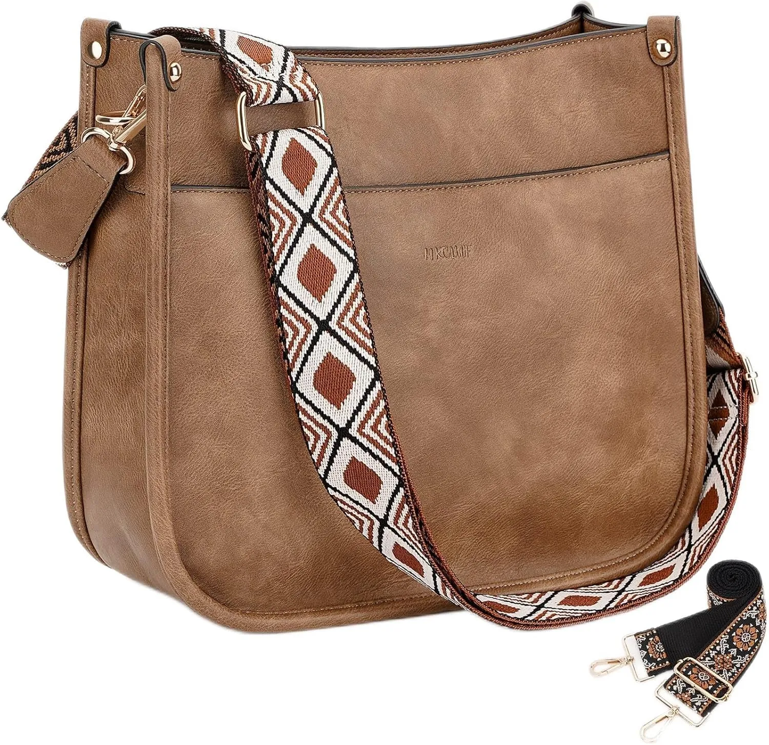 HKCLUF Vegan Leather Crossbody Bags Purse for Women Trendy Tassel Hobo Handbag Women With 2PCS Adjustable Guitar Strap