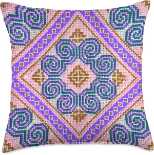Hmong Tote Bag Cross stitch Printed - Hmong Creations Throw Pillow