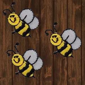 Honey Bee Embroidered Patch — 3-Pack — Iron On