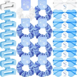 Hoteam 24 Pcs Last Toast on the Coast Bachelorette Party Favors Decorations Include Satin Scrunchies Heart Sunglasses Hair Claw Clips for Wedding Bridal Shower Party(Blue)