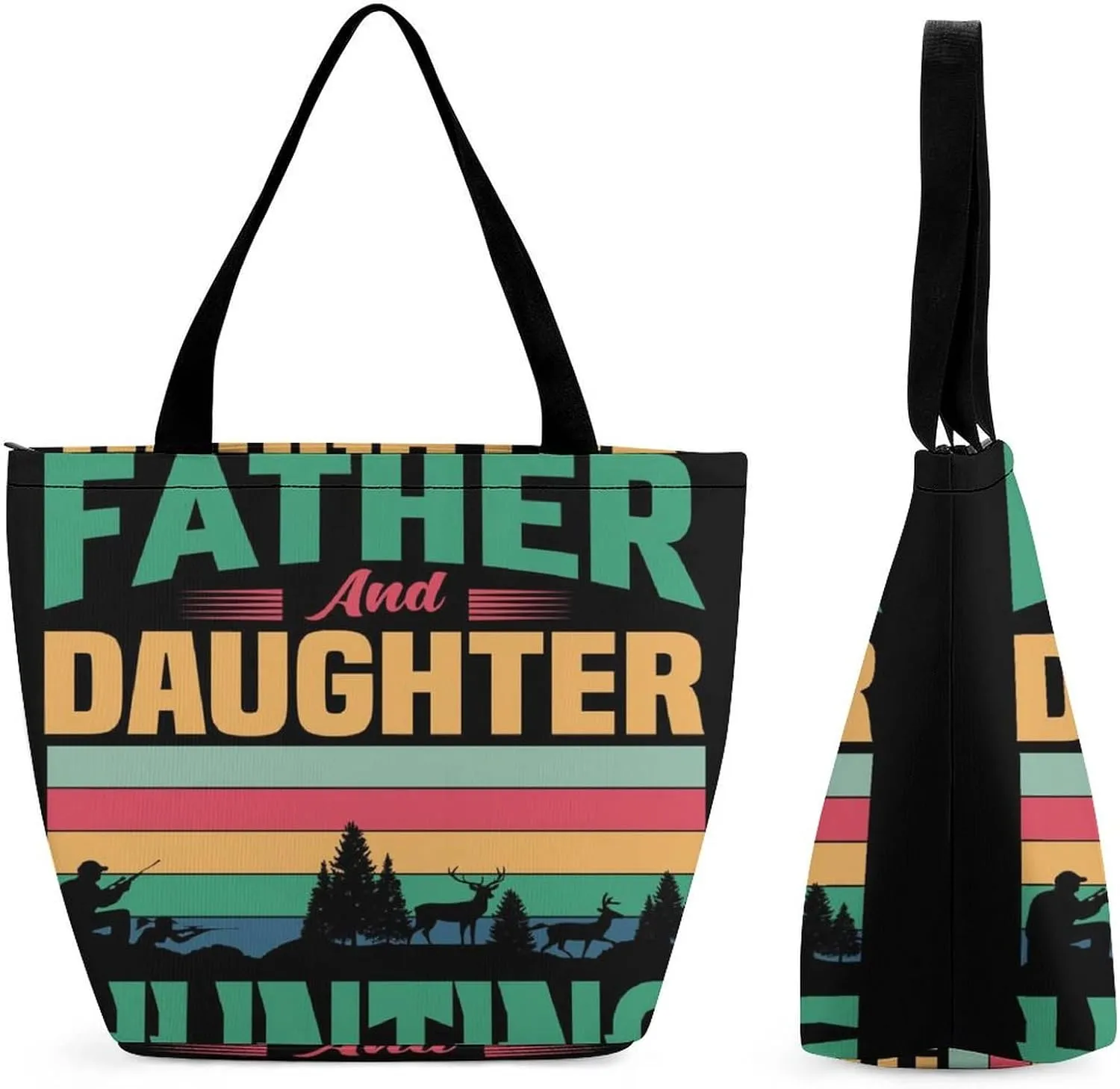 Hunting-buddies-print Grocery Tote Bag Casual Travel Shoulder Beach Shopping Handbags for Women Gifts Reusable