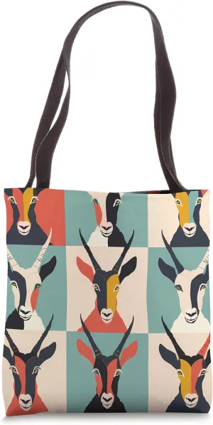 Ibex Color Block Animal Wildlife Pattern Tote Bag