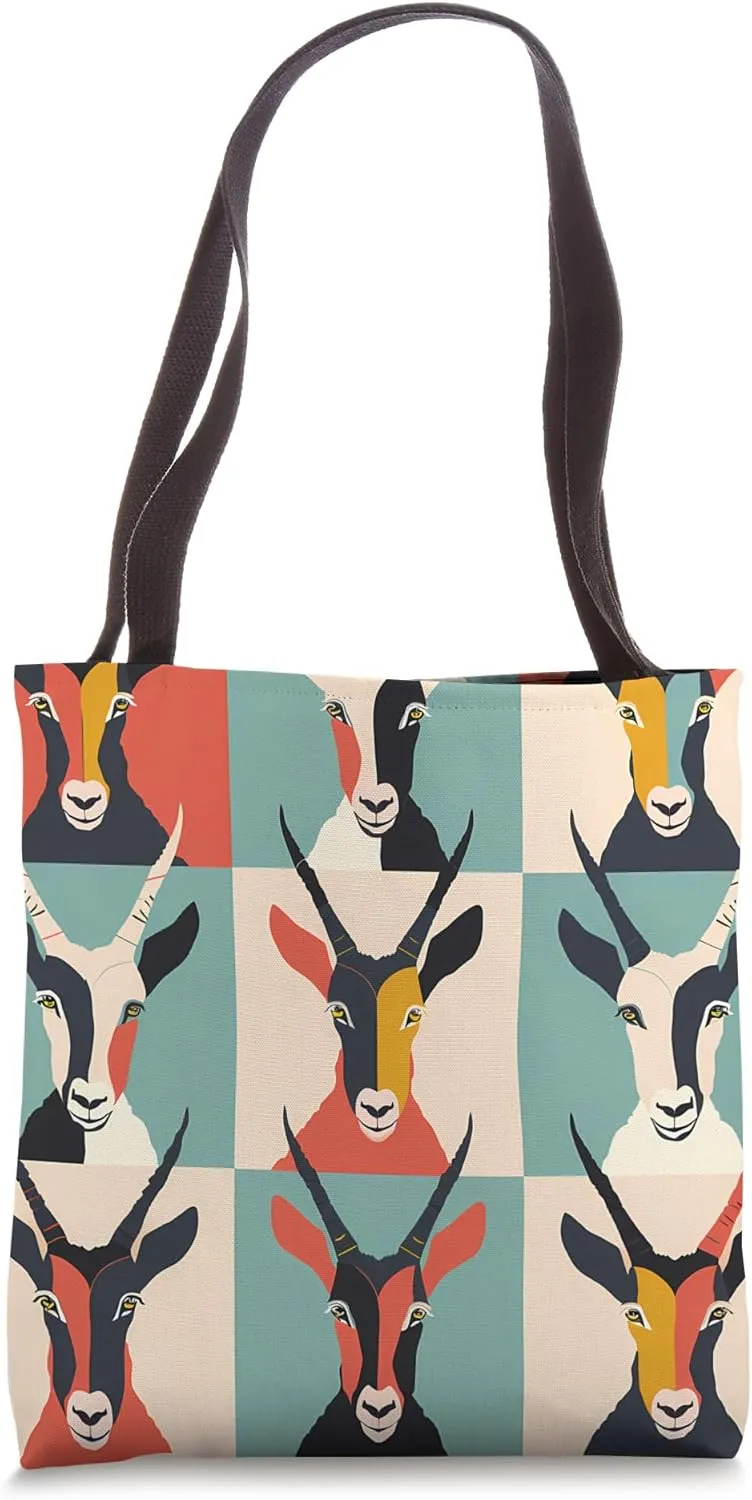 Ibex Color Block Animal Wildlife Pattern Tote Bag