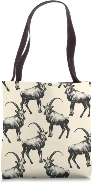 Ibex Duotone Animal Wildlife Pattern Tote Bag