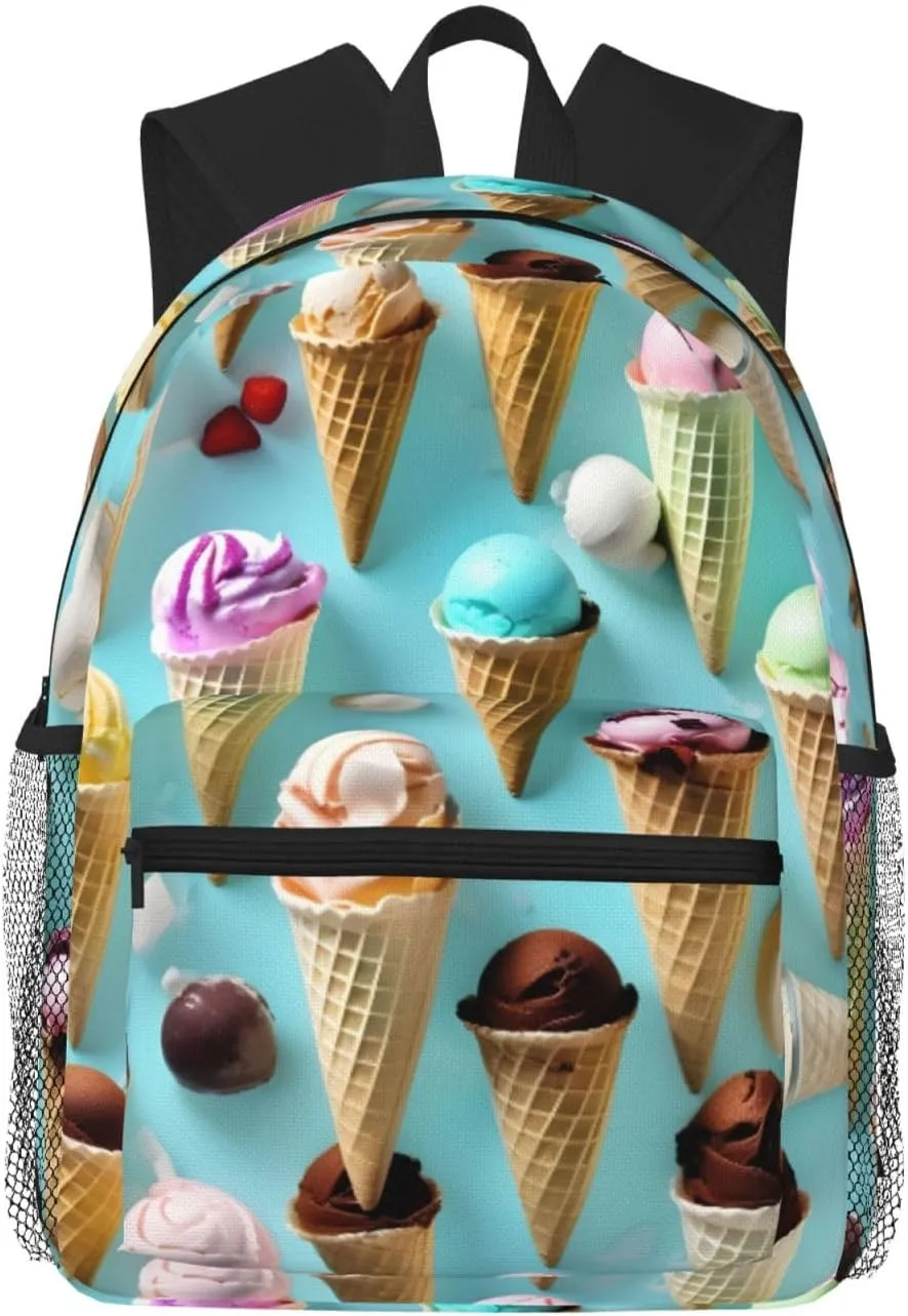 Ice Cream Cones print Lightweight and comfortable backpack Casual Laptop Backpack for Travel Hiking