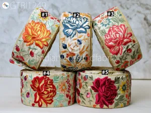Indian Embroidered Trim by 3 yard Drapery Hats Bag Saree Trimming Decorative hat Making Ribbon Crafting Sewing Sari Borders Embellishments Home Décor Tape