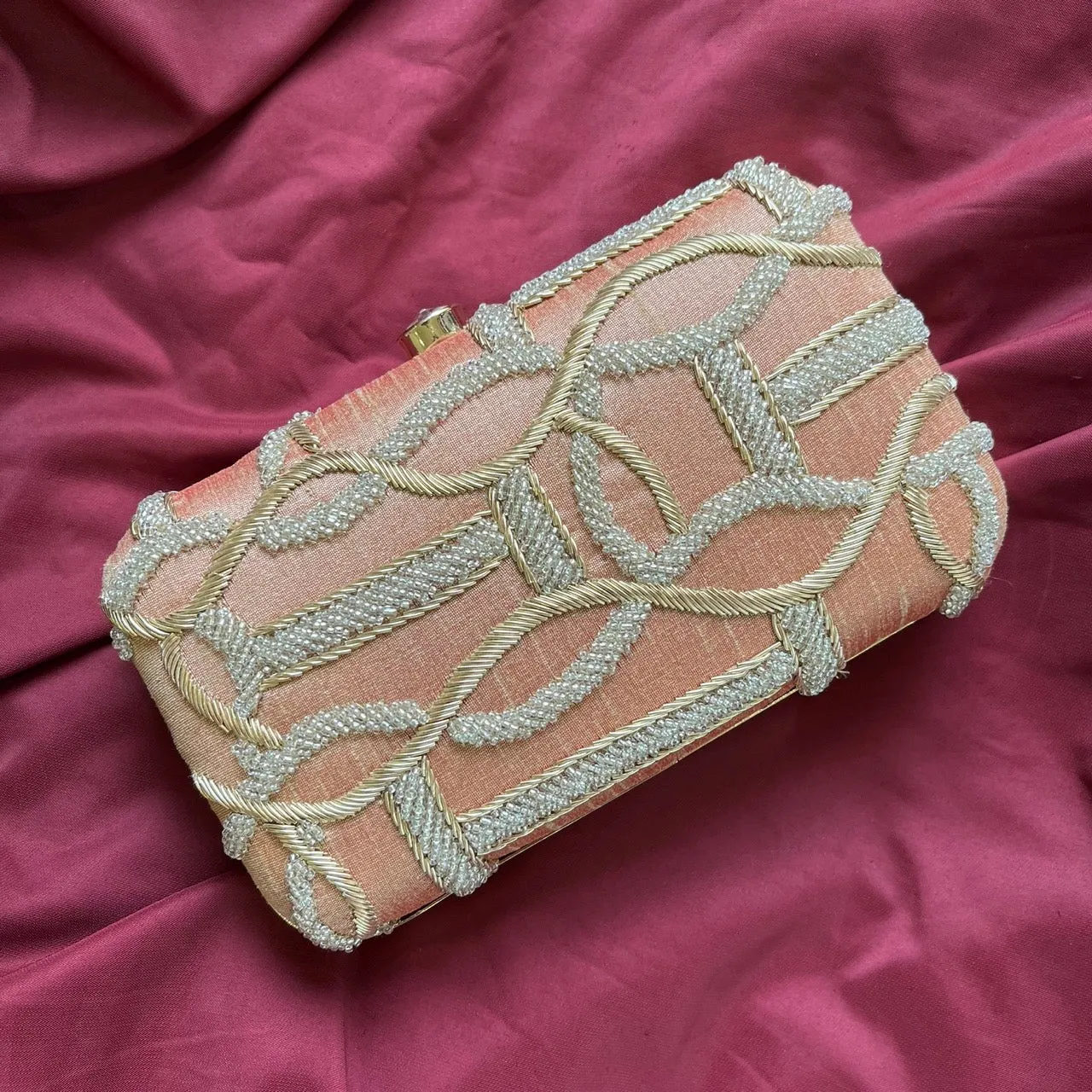 Indo-Zardozi Rose Gold Clutch