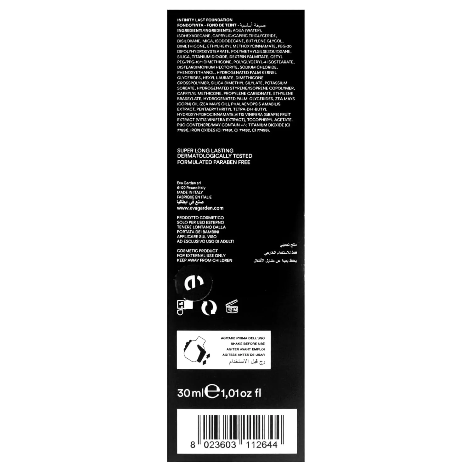 Infinity Last Foundation- Soft and Creamy, Liquid Texture Results in Natural Finish - Easily Blendable - Satin Look - 264 Warm Beige - 1.01 oz